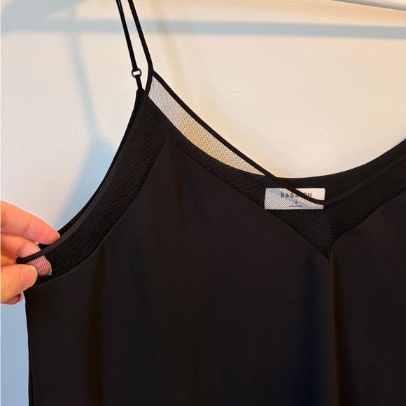 Aritzia Black V Neck Cami with Mesh Trim - Picture 3 of 9